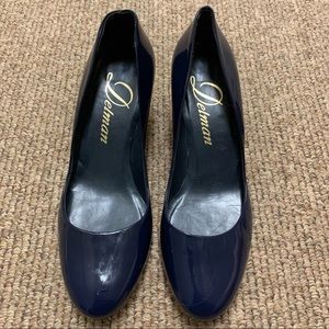 Delman Navy Patent Leather "Binnie" Heel Sz 8M
